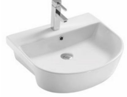 Kameo Basin white 1 Tap hole Semi Recessed 560mm wide x 470mm deep